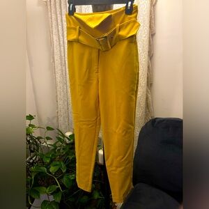 New York & Company 7TH Avenue Design Studio Yellow Pants With Front Flap & Belt